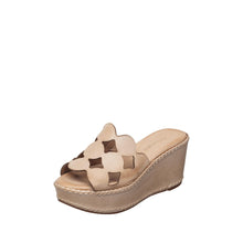 Womens Woven Leather Wedge Sandals Platform Comfort Style - Make up - Thumbnail 7 | H54 Opal