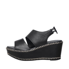 Womens Platform Wedge Sandals With Stud Trim Summer Comfort - Black - Thumbnail 2 | H55 Linda