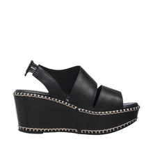 Womens Platform Wedge Sandals With Stud Trim Summer Comfort - Black - Thumbnail 3 | H55 Linda