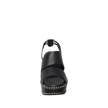 Womens Platform Wedge Sandals With Stud Trim Summer Comfort - Black - Thumbnail 4 | H55 Linda