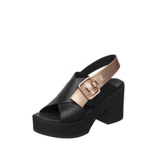 Womens Platform Slingback Sandals Black Leather Block Heel Trendy Comfort - Black - Thumbnail 2 | I04 Joey