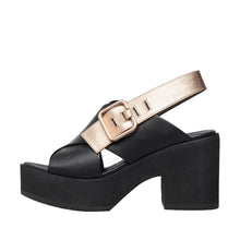 Womens Platform Slingback Sandals Black Leather Block Heel Trendy Comfort - Black - Thumbnail 3 | I04 Joey