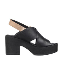 Womens Platform Slingback Sandals Black Leather Block Heel Trendy Comfort - Black - Thumbnail 4 | I04 Joey