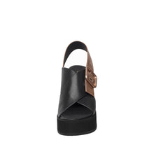 Womens Platform Slingback Sandals Black Leather Block Heel Trendy Comfort - Black - Thumbnail 5 | I04 Joey