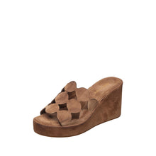 Womens Braided Strap Platform Wedge Sandals Comfort Style - Mocha - Thumbnail 2 | I24 Opal