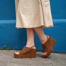 Womens Leopard Print Wedge Sandals Ankle Strap Platform Style - Tobacco - Thumbnail 12 | I28 Brooklyn