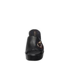 Womens Platform Wedge Slide Sandals Toggle Detail Comfort Chic - Black - Thumbnail 10 | I45 Jupiter