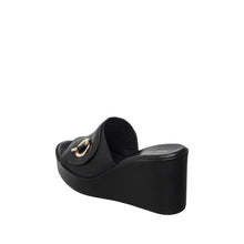 Womens Platform Wedge Slide Sandals Toggle Detail Comfort Chic - Black - Thumbnail 11 | I45 Jupiter