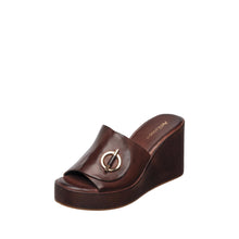 Womens Platform Wedge Slide Sandals Toggle Detail Comfort Chic - Coffee - Thumbnail 6 | I45 Jupiter