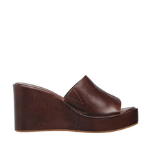 Womens Platform Wedge Slide Sandals Toggle Detail Comfort Chic - Coffee - Thumbnail 8 | I45 Jupiter