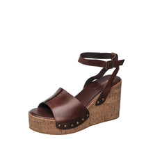 Womens Cork Wedge Ankle Strap Sandals Platform Comfort - Coffee - Thumbnail 1 | I56 Allie