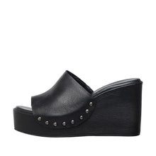Womens Leather Wedge Mules Platform Studded Comfort Style - Black - Thumbnail 8 | I59 Aria