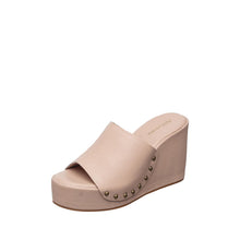Womens Leather Wedge Mules Platform Studded Comfort Style - Blush - Thumbnail 2 | I59 Aria