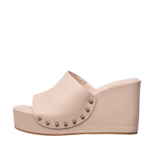 Womens Leather Wedge Mules Platform Studded Comfort Style - Blush - Thumbnail 8 | I59 Aria