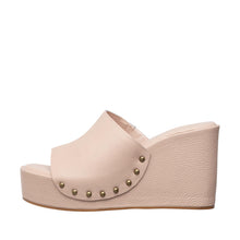 Womens Leather Wedge Mules Platform Studded Comfort Style - Blush - Thumbnail 3 | I59 Aria