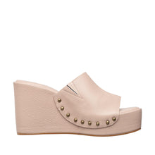 Womens Leather Wedge Mules Platform Studded Comfort Style - Blush - Thumbnail 9 | I59 Aria