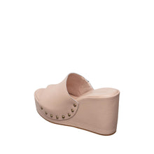 Womens Leather Wedge Mules Platform Studded Comfort Style - Blush - Thumbnail 6 | I59 Aria