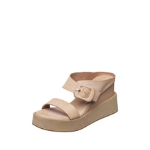 Womens Platform Ankle Wrap Sandals Nude Leather Comfort Style - Make up - Thumbnail 1 | I73 Laura