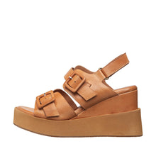 Womens Platform Buckle Sandals Wedge Heel Comfort Style - Tan - Thumbnail 12 | I79 Georgia