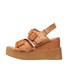 Womens Platform Buckle Sandals Wedge Heel Comfort Style - Tan - Thumbnail 14 | I79 Georgia
