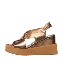 Womens Metallic Crossover Platform Sandals Slingback Comfort Style - Bronze - Thumbnail 2 | I83 Cait