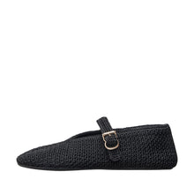 Womens Woven Mary Jane Flats With Buckle Comfort Style - Black - Thumbnail 8 | J01 Daphne