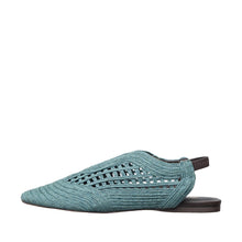 Womens Woven Leather Slingback Flats Breathable Summer Comfort - Blue - Thumbnail 2 | J02 Daisy