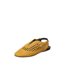Womens Woven Leather Slingback Flats Breathable Summer Comfort - Mustard - Thumbnail 2 | J02 Daisy