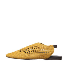 Womens Woven Leather Slingback Flats Breathable Summer Comfort - Mustard - Thumbnail 3 | J02 Daisy