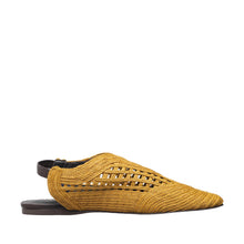 Womens Woven Leather Slingback Flats Breathable Summer Comfort - Mustard - Thumbnail 4 | J02 Daisy