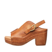 Womens Leather Platform Slingback Sandals Block Heel Comfort Style - Taupe - Thumbnail 2 | K18 Mindy