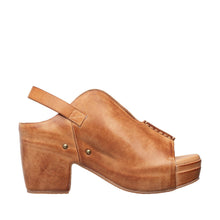 Womens Leather Platform Slingback Sandals Block Heel Comfort Style - Taupe - Thumbnail 3 | K18 Mindy