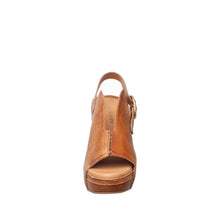 Womens Leather Platform Slingback Sandals Block Heel Comfort Style - Taupe - Thumbnail 4 | K18 Mindy