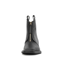 Black Ankle Booties Front Zip Square Toe - Black - Thumbnail 4 | L67 Char