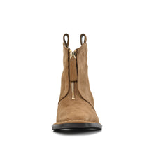 Suede Booties Low Heel Front Zip Mocha - Mocha - Thumbnail 4 | L68 Char