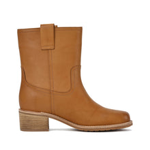 Mid Calf Leather Boots Camel Pull On - Camel - Thumbnail 3 | M64 Colbie