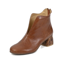 Comfortable Ankle Boots Cognac and Chocolate Leather - Cognac - Thumbnail 1 | M70 Gabrielle