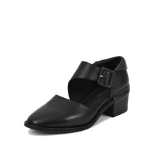 Cut Out Mary Jane Shoes Black Leather Buckle - Black - Thumbnail 1 | O44 Sarah