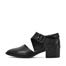 Cut Out Mary Jane Shoes Black Leather Buckle - Black - Thumbnail 2 | O44 Sarah