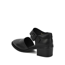Cut Out Mary Jane Shoes Black Leather Buckle - Black - Thumbnail 5 | O44 Sarah