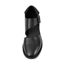 Cut Out Mary Jane Shoes Black Leather Buckle - Black - Thumbnail 6 | O44 Sarah