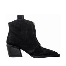 Suede Ankle Boots Front Zip Square Toe - Black - Thumbnail 3 | O60 Jordan