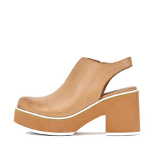 Leather Clogs Platform Sole Slingback Strap - Taupe - Thumbnail 2 | P42 Indie
