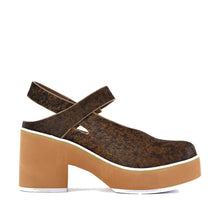 Leather Clogs with Strap Platform Adjustable Closure - Black Coffee - Thumbnail 4 | P43 Ingrid
