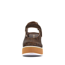 Leather Clogs with Strap Platform Adjustable Closure - Black Coffee - Thumbnail 5 | P43 Ingrid