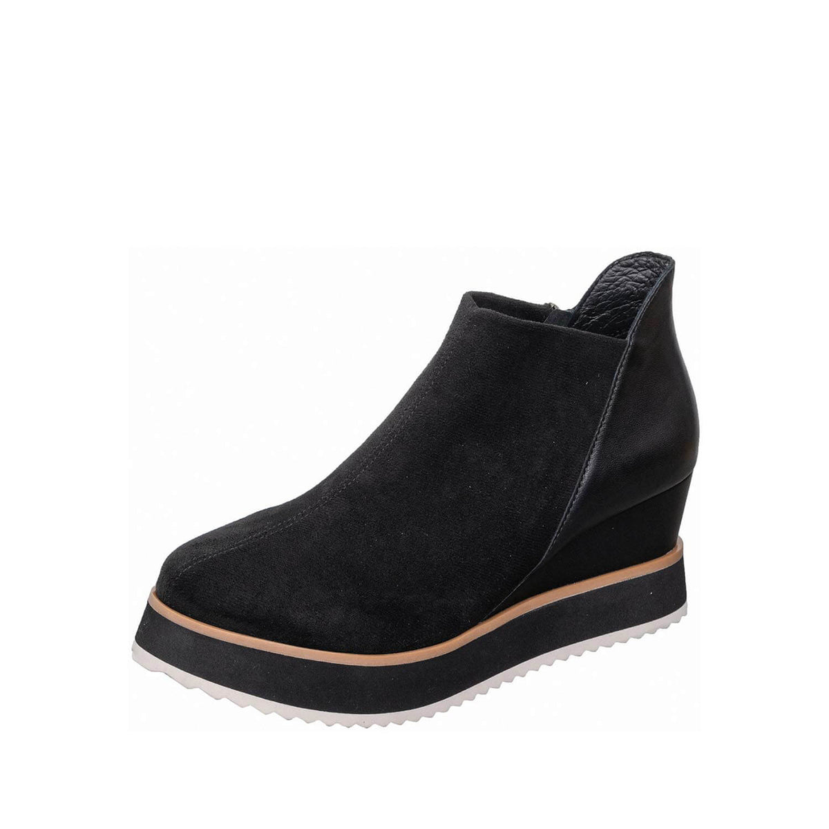 Suede Wedge Ankle Booties Elastic Side Panel | Antelope Shoes