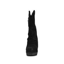 Fold Over Boots Mid Calf Suede Platform - Black - Thumbnail 5 | R39 Talia