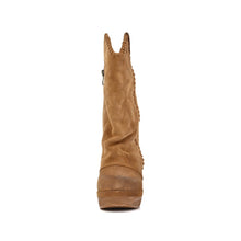 Fold Over Boots Mid Calf Suede Platform - Taupe - Thumbnail 11 | R39 Talia