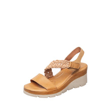 Womens White Leather Wedge Sandals Braided Strap Comfort Style - Taupe - Thumbnail 6 | S71 Jemma