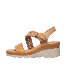 Womens White Leather Wedge Sandals Braided Strap Comfort Style - Taupe - Thumbnail 7 | S71 Jemma